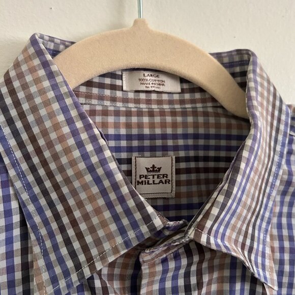 Men's Peter Millar Multicolored Gingham Button-up Shirt 100% Cotton - Large - Picture 1 of 5